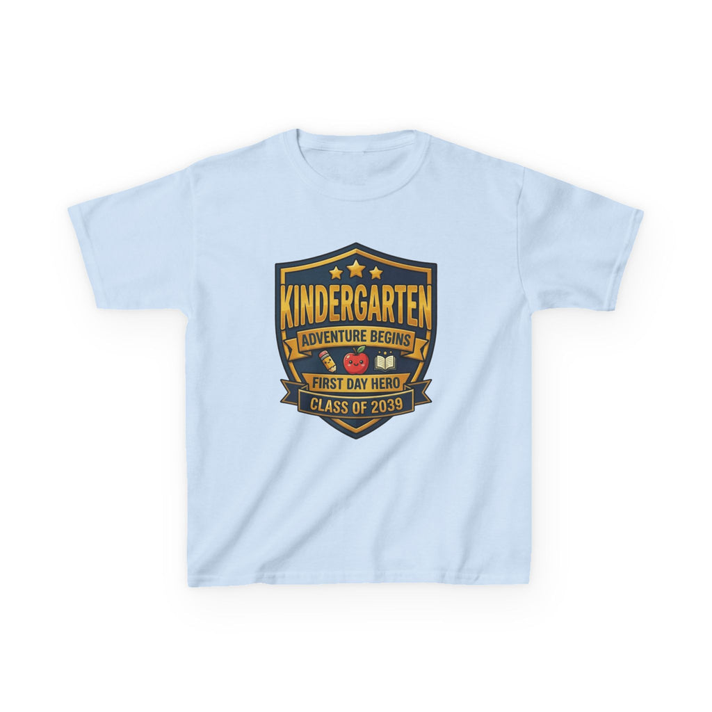 Kids School T-Shirt — 'Adventure Begins' Kindergarten First Day Hero Tee