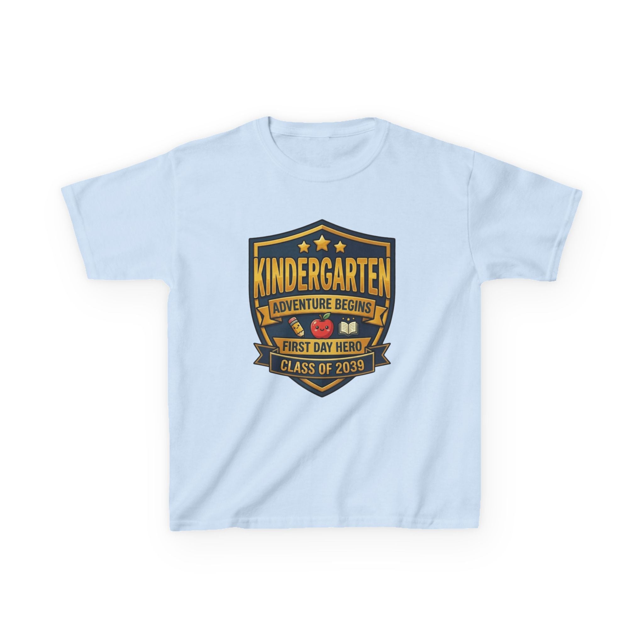 Kids School T-Shirt — 'Adventure Begins' Kindergarten First Day Hero Tee