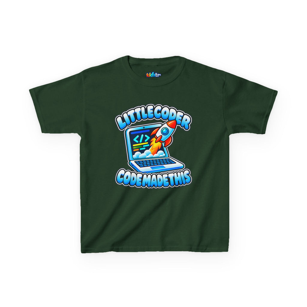 Kidxtr™ Kids Coder T-Shirt — 'Code Made This' Little Coder Tech Graphic Tee