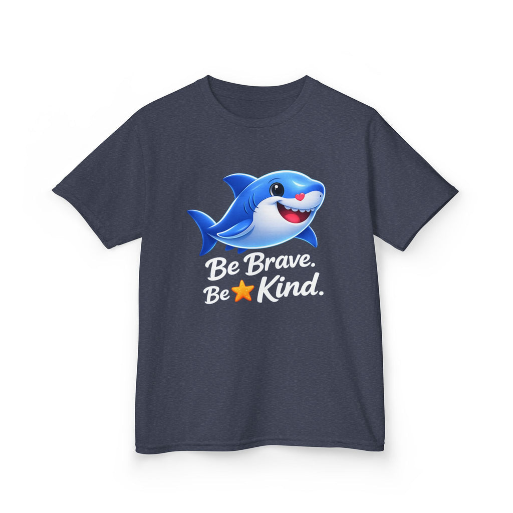 Kids Shark T-Shirt — 'Be Brave. Be Kind.' Cute Shark Graphic Tee