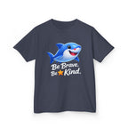 Kids Shark T-Shirt — 'Be Brave. Be Kind.' Cute Shark Graphic Tee