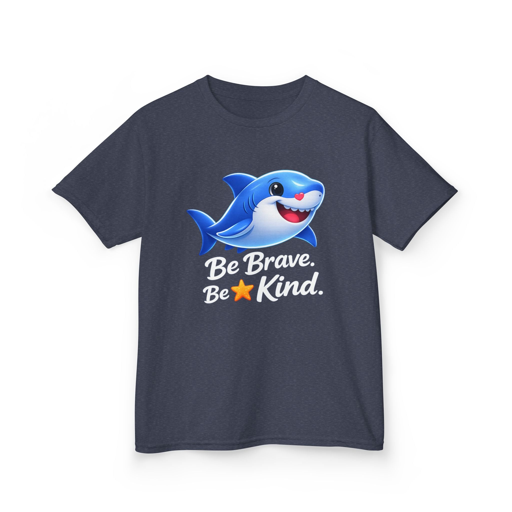 Kids Shark T-Shirt — 'Be Brave. Be Kind.' Cute Shark Graphic Tee