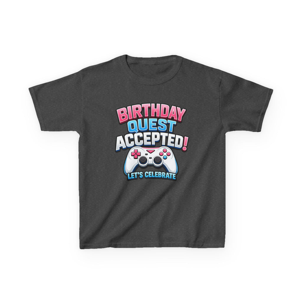 Kids Birthday T-Shirt — 'Birthday Quest Accepted' Gamer Birthday Graphic Tee