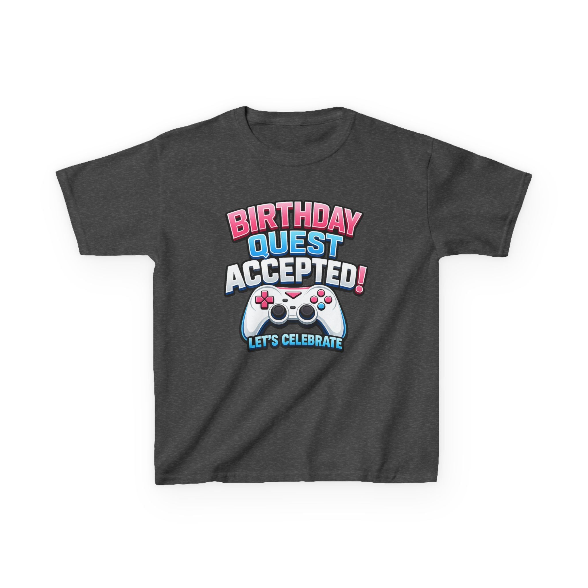 Kids Birthday T-Shirt — 'Birthday Quest Accepted' Gamer Birthday Graphic Tee