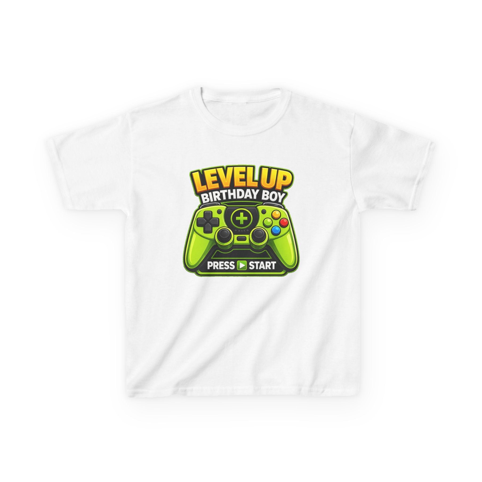 Kids Video Game T-Shirt — 'Level Up Birthday Boy' Game Controller Graphic Tee