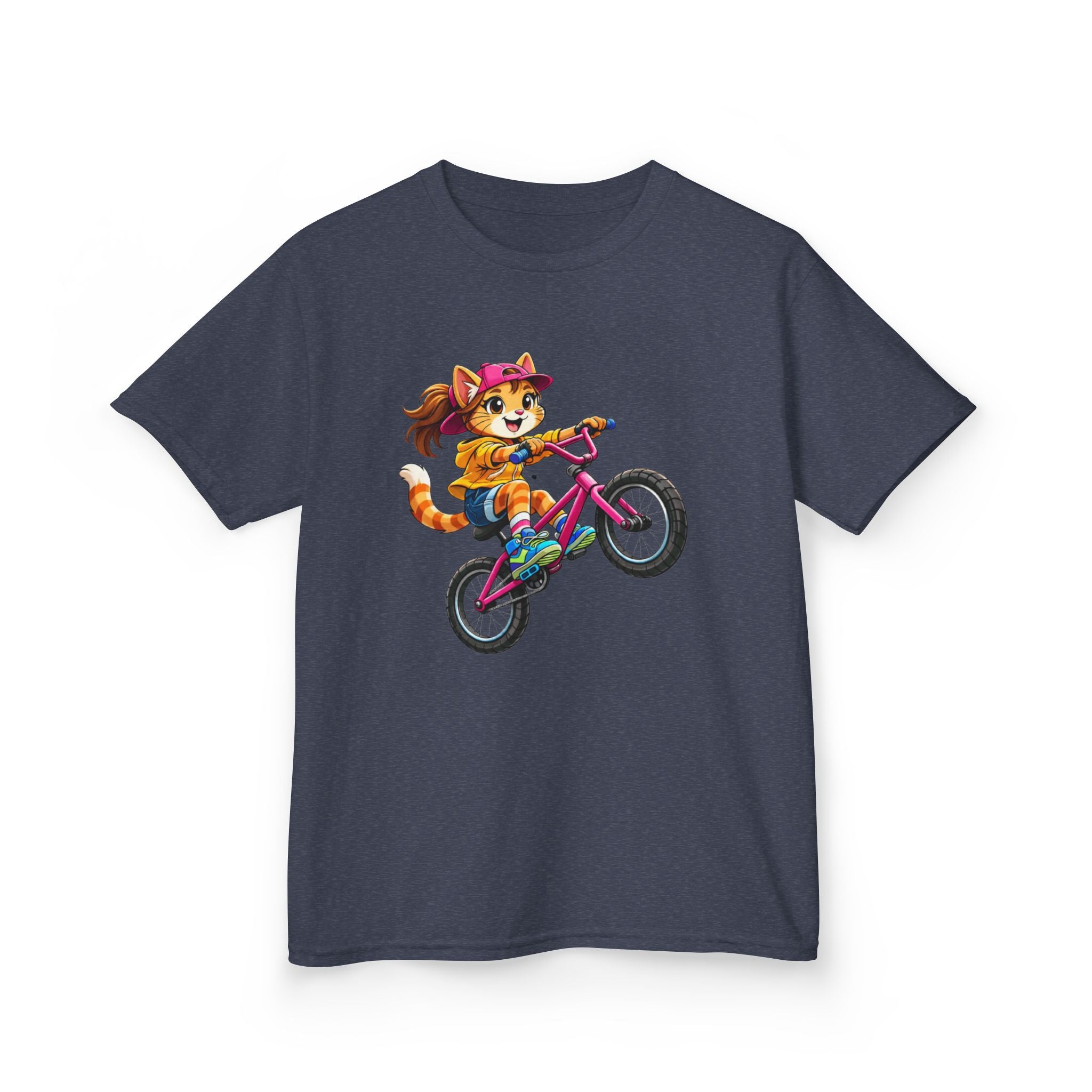 Kids Fox T-Shirt — 'Ride Bold' Cartoon Fox Girl on Bike Graphic Tee