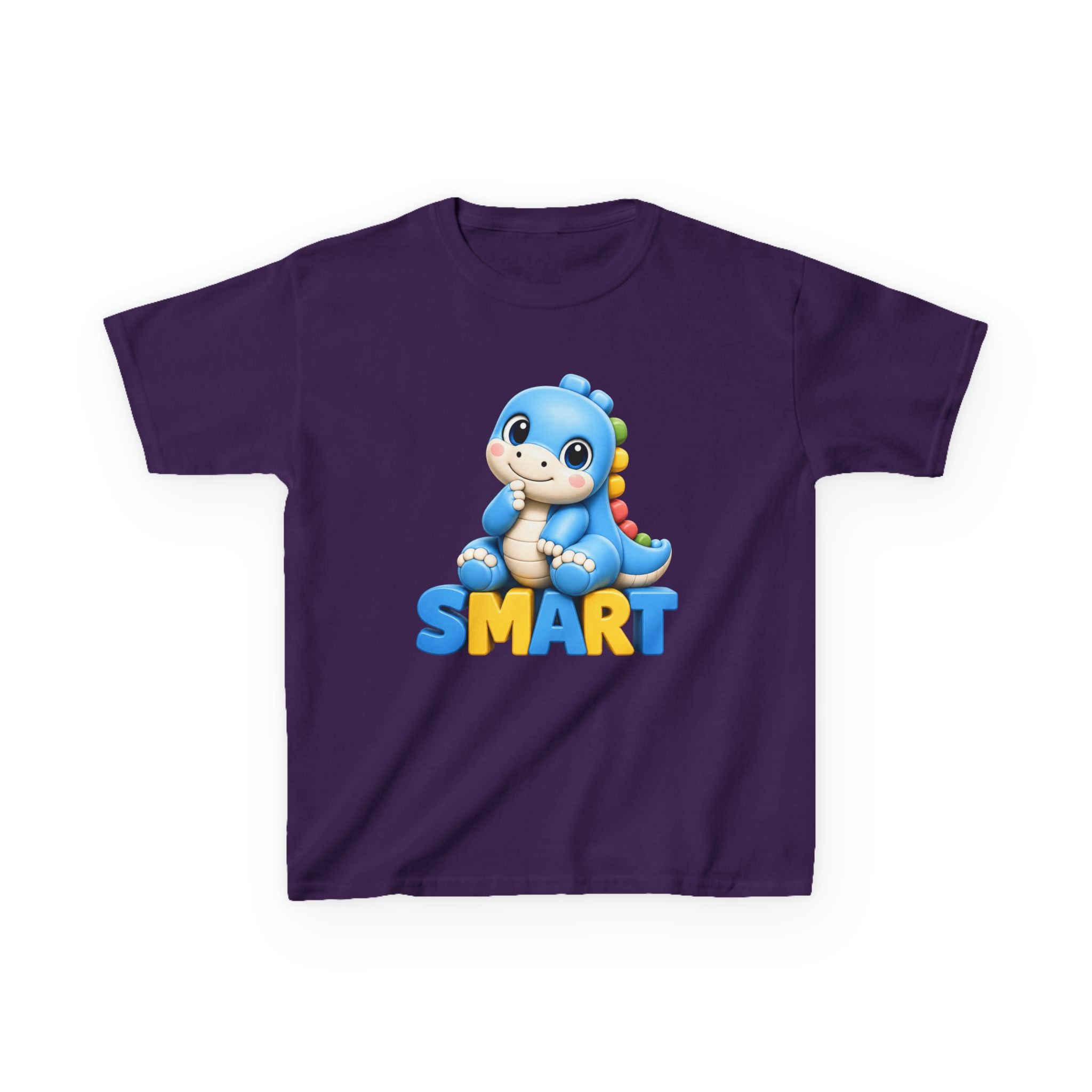 Kids Dinosaur T-Shirt — 'SMART' Blue Dino Graphic Tee