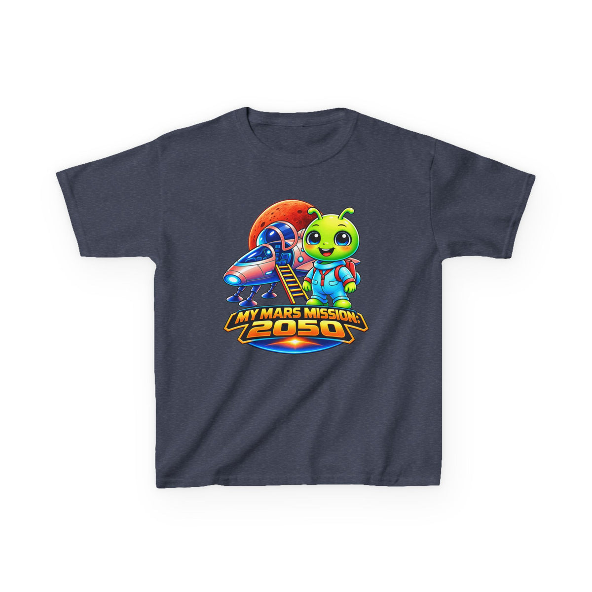 Kidxtr™ Kids Space T-Shirt — 'My Mars Mission: 2050' Alien Astronaut Graphic Tee