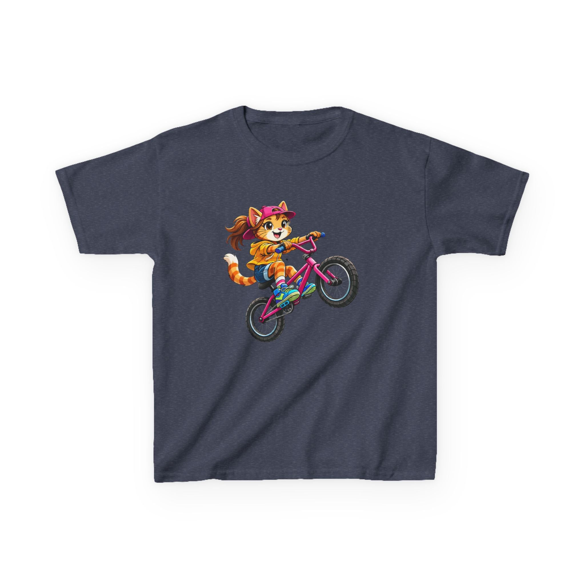 Kids Fox T-Shirt — 'Ride Bold' Cartoon Fox Girl on Bike Graphic Tee