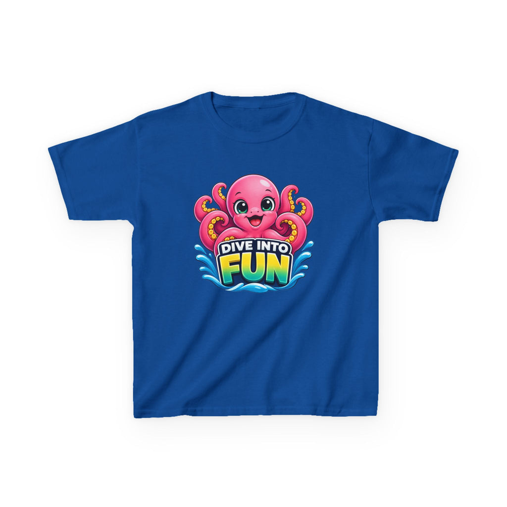 Kids Octopus T-Shirt — 'Dive Into Fun' Pink Octopus Graphic Tee