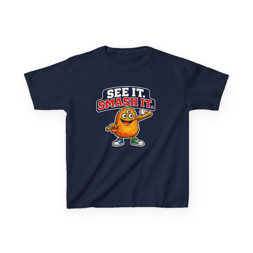 Kids Cookie T-Shirt — 'See It. Smash It.' Cartoon Cookie Character Graphic Tee
