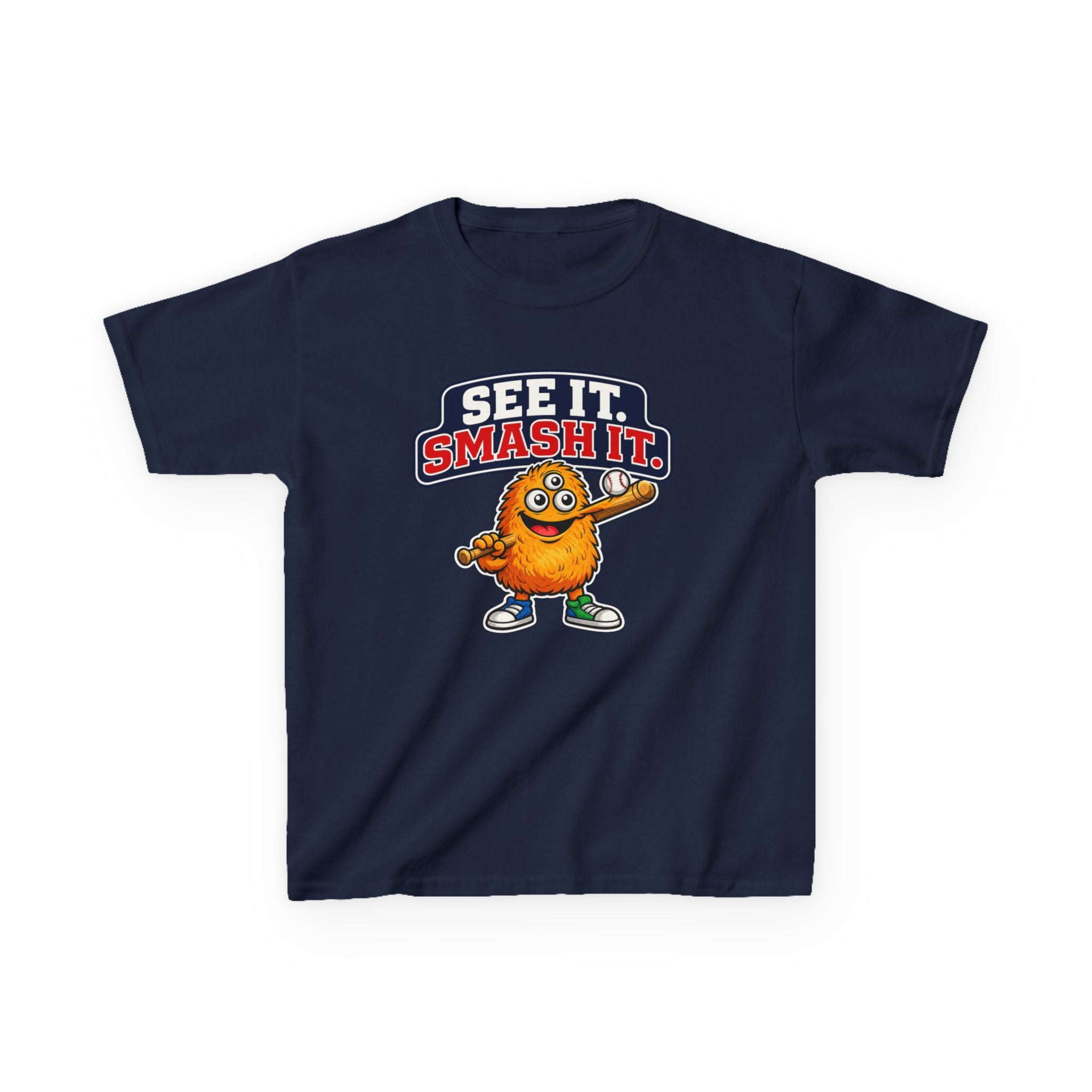Kids Cookie T-Shirt — 'See It. Smash It.' Cartoon Cookie Character Graphic Tee