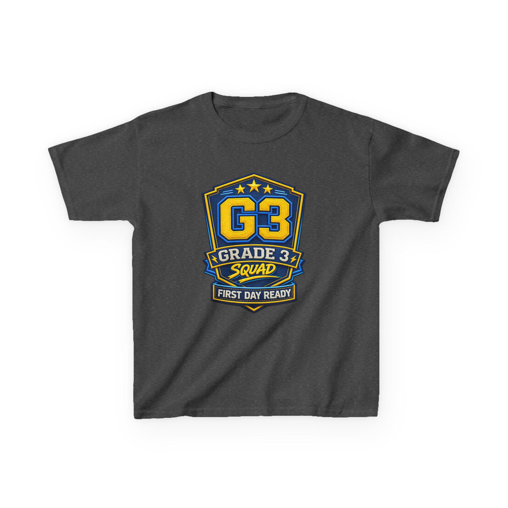 Grade 3 Squad Kids T‑Shirt — "G3 Grade 3 Squad: First Day Ready" Back‑to‑School Tee