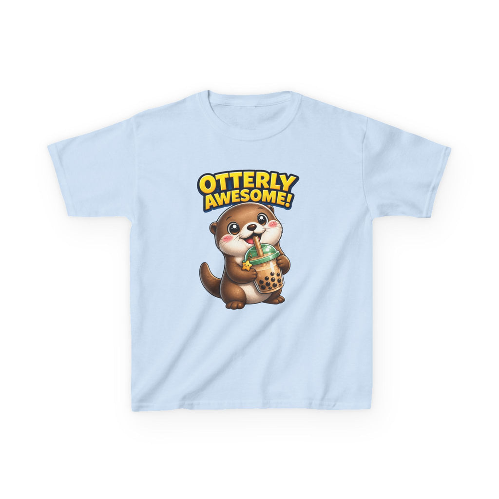 Kids Otter T-Shirt — 'Otterly Awesome!' Cute Otter Drinking Bubble Tea Graphic Tee