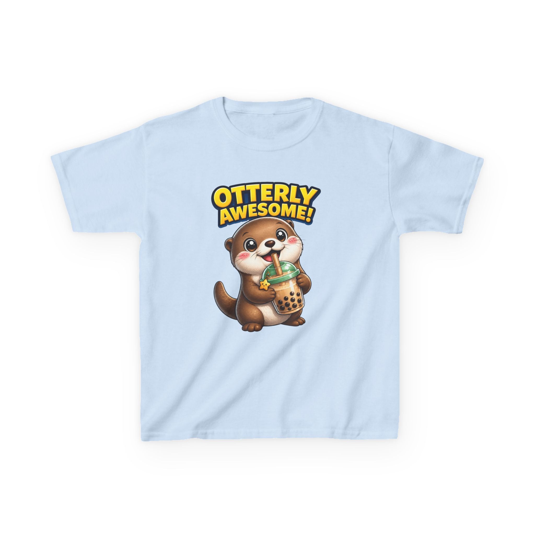 Kids Otter T-Shirt — 'Otterly Awesome!' Cute Otter Drinking Bubble Tea Graphic Tee