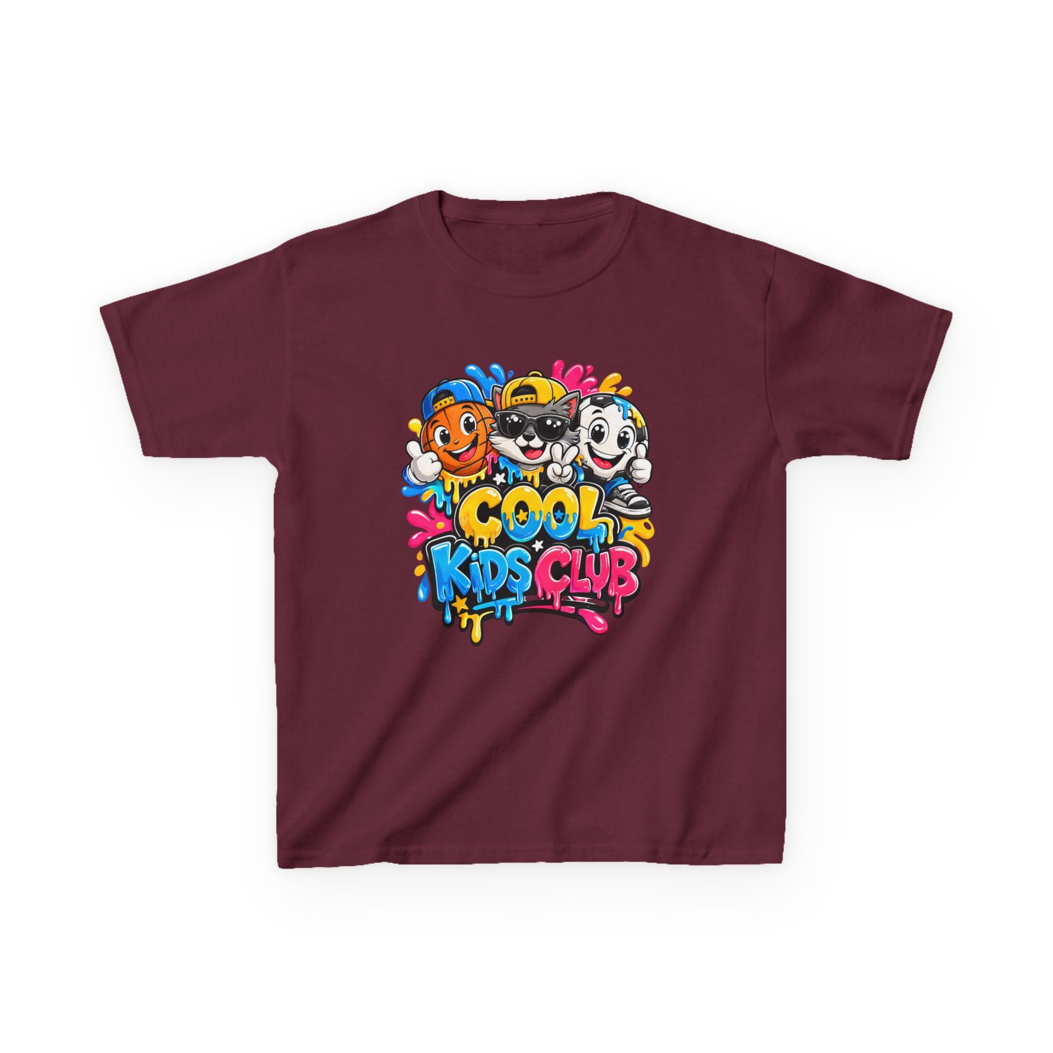 Kids Graphic T-Shirt — 'Cool Kids Club' Fun Cartoon Crew Tee