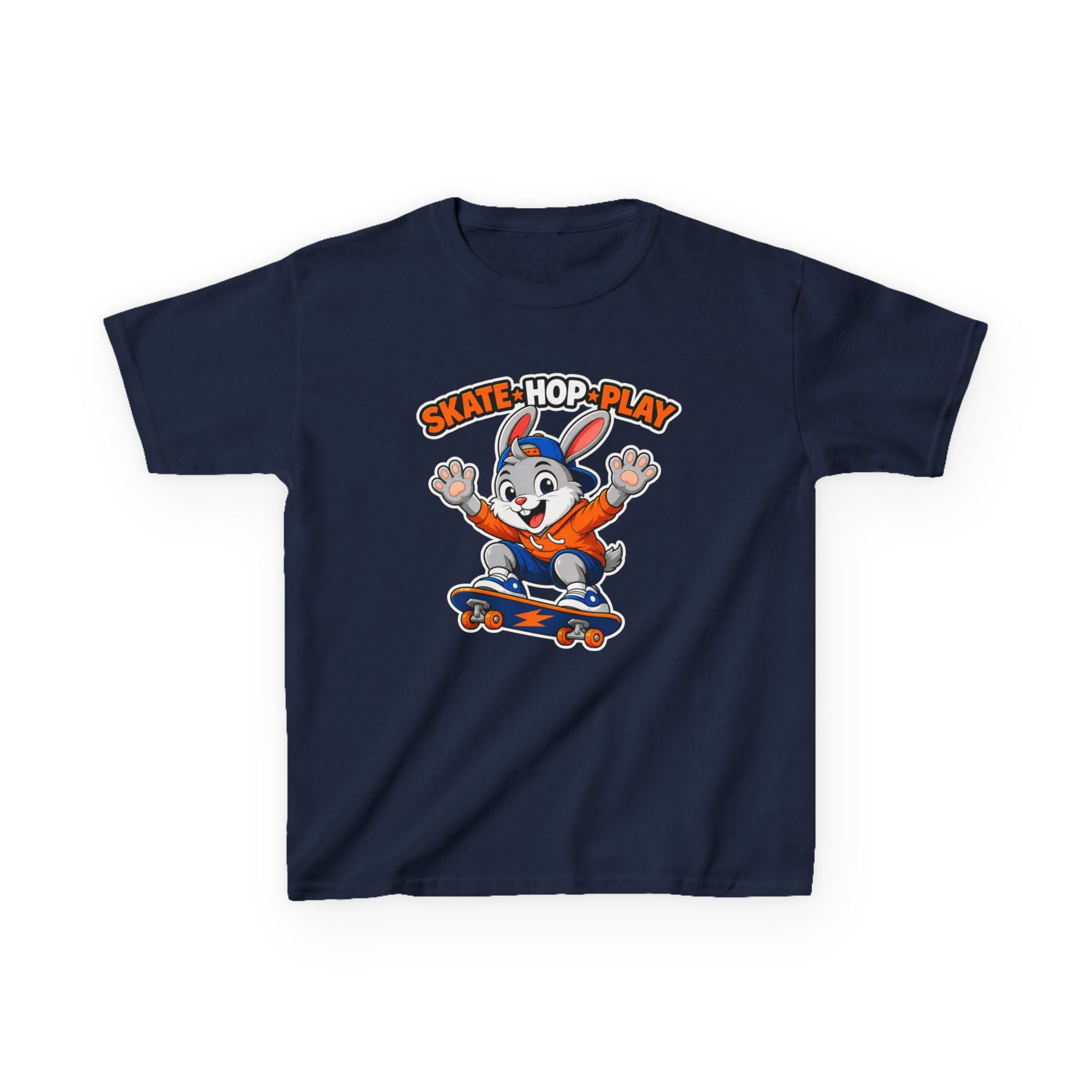 Kids Skate Hop Play T-Shirt — Cute Skateboarding Bunny Tee for Boys & Girls