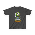 Kids School T-Shirt — 'School Is Cool' Skateboard Cat Graphic Tee