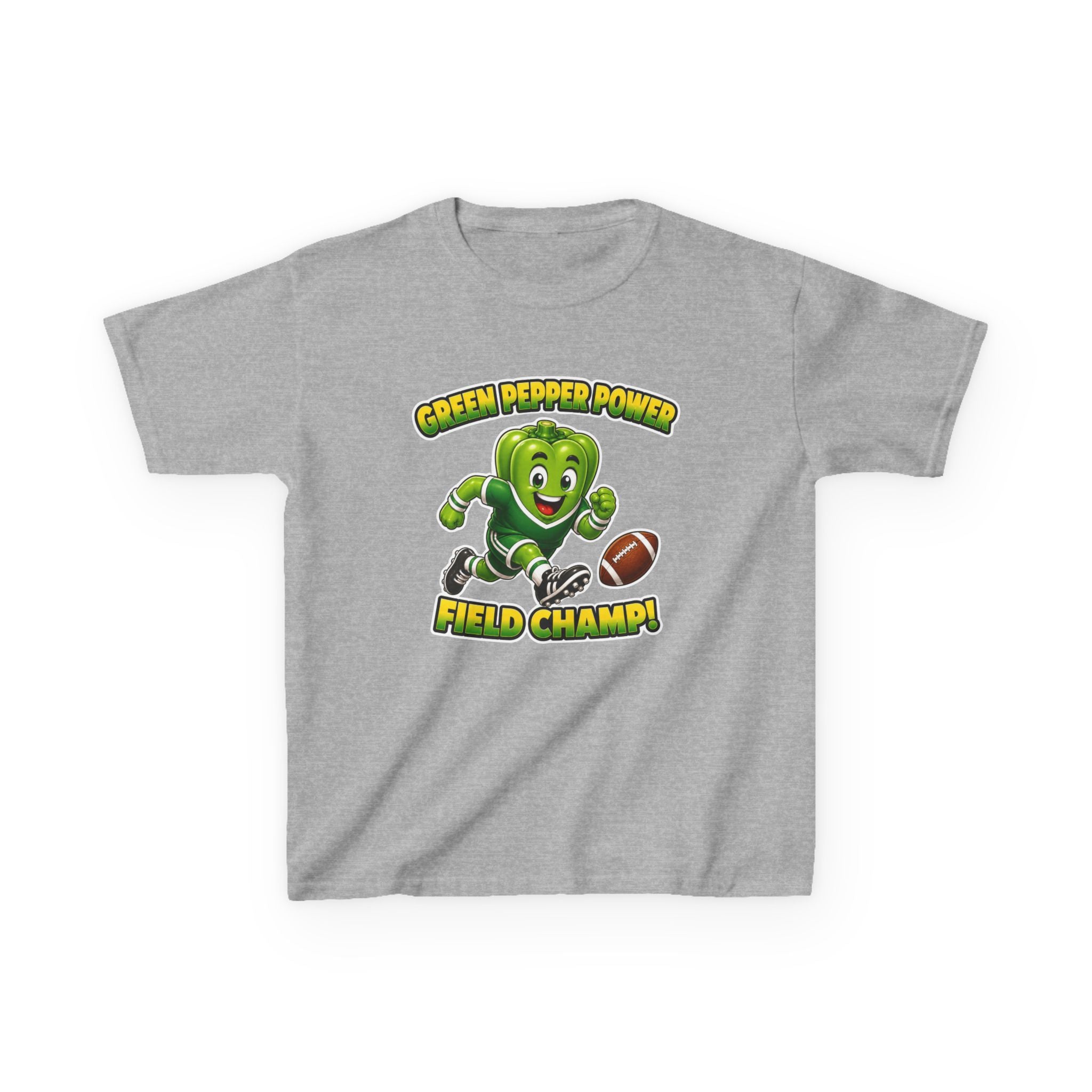 Kids Football T-Shirt — 'Green Pepper Power' Field Champ Graphic Tee