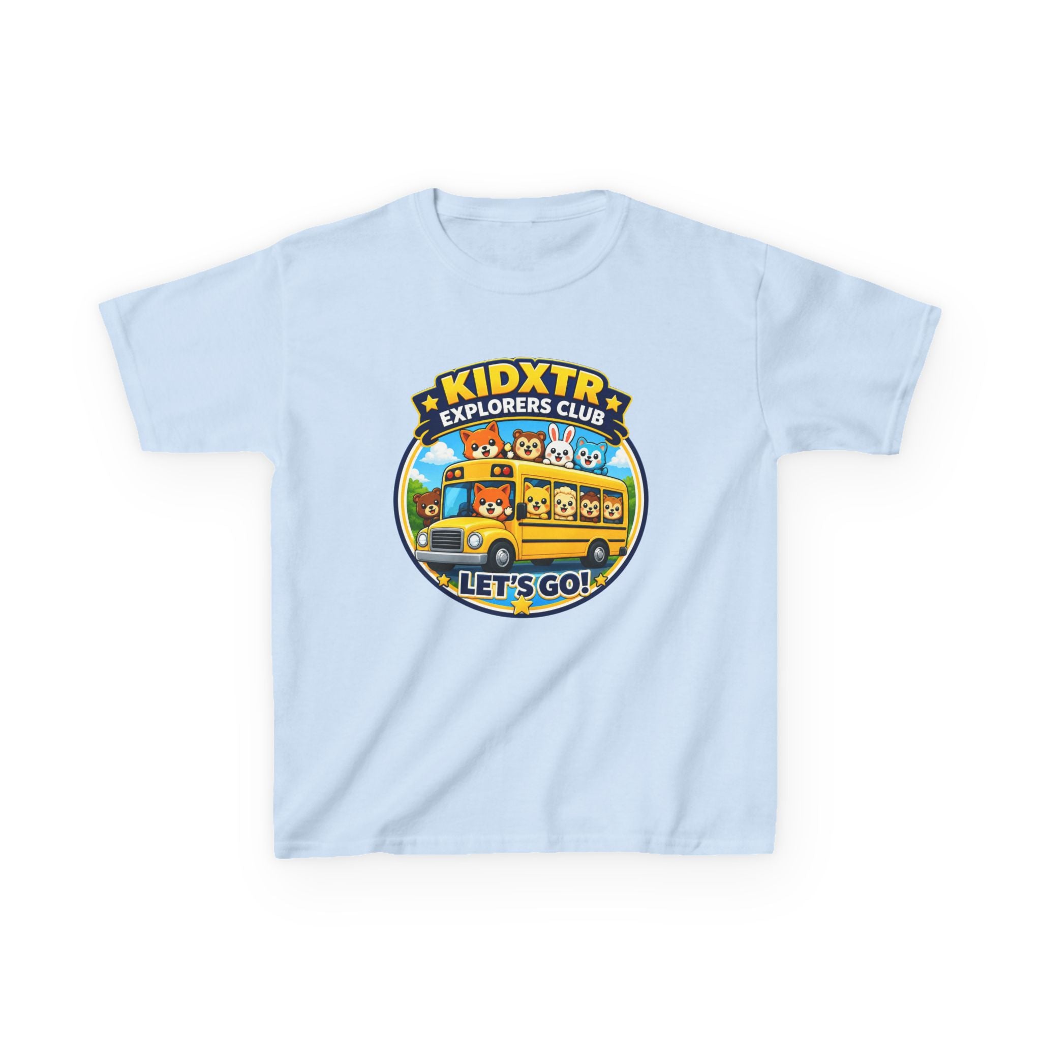 Kids School T-Shirt — 'Let’s Go!' KIDXTR Explorers Club Bus Graphic Tee