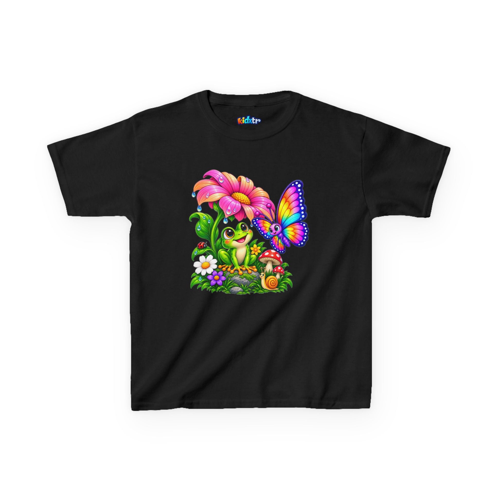 Kidxtr™ Kids Frog T-Shirt — 'Garden Squad' Frog & Butterfly Graphic Tee