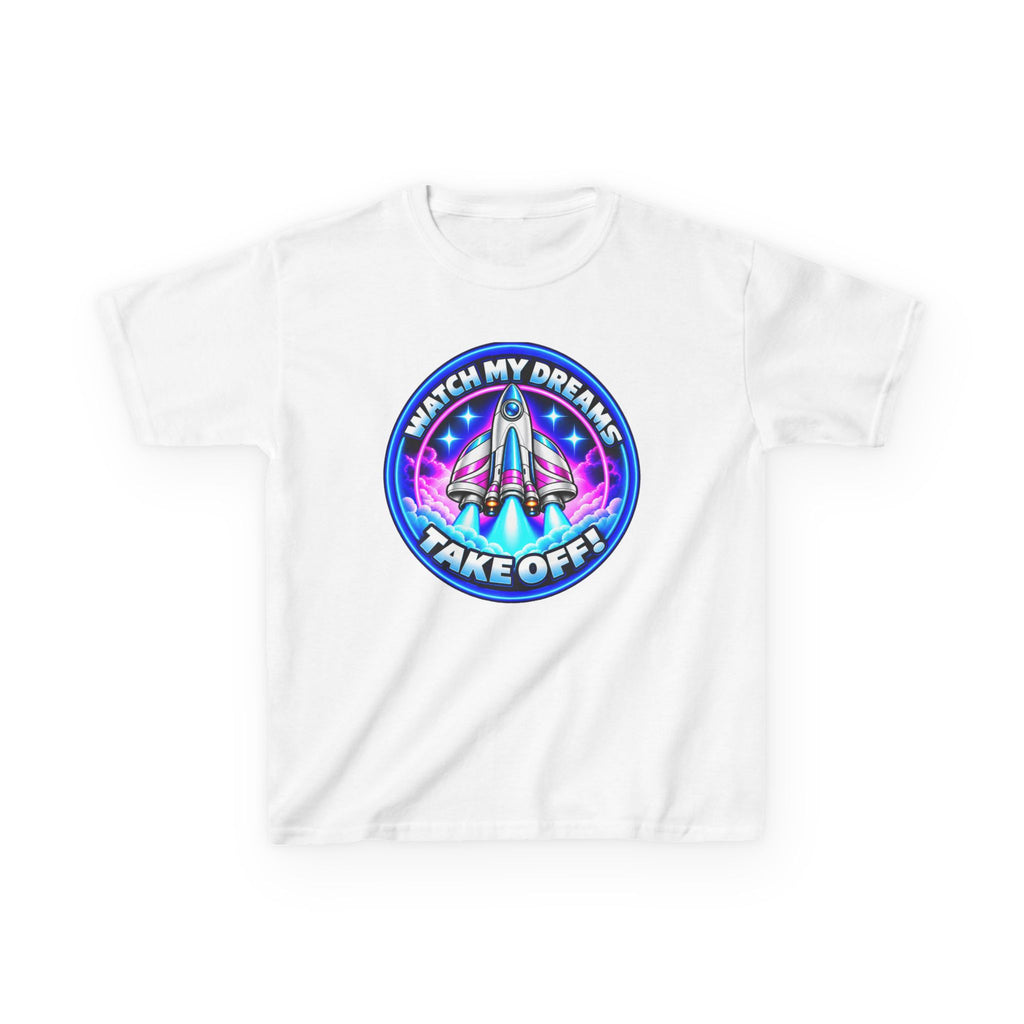 Kidxtr™ Kids Space T-Shirt — 'Watch My Dreams Take Off' Rocket Graphic Tee