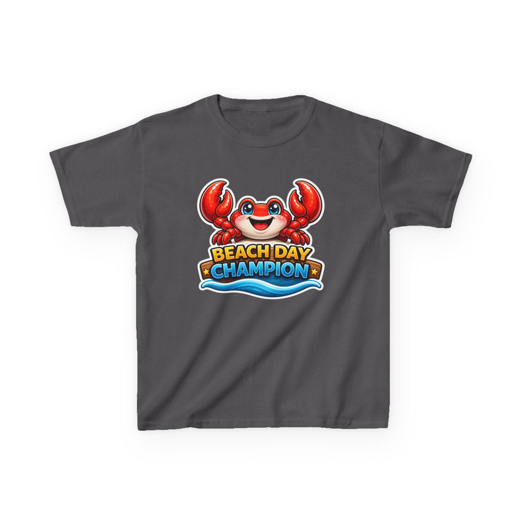 Kids Crab T-Shirt — 'Beach Day Champion' Crab Graphic Tee