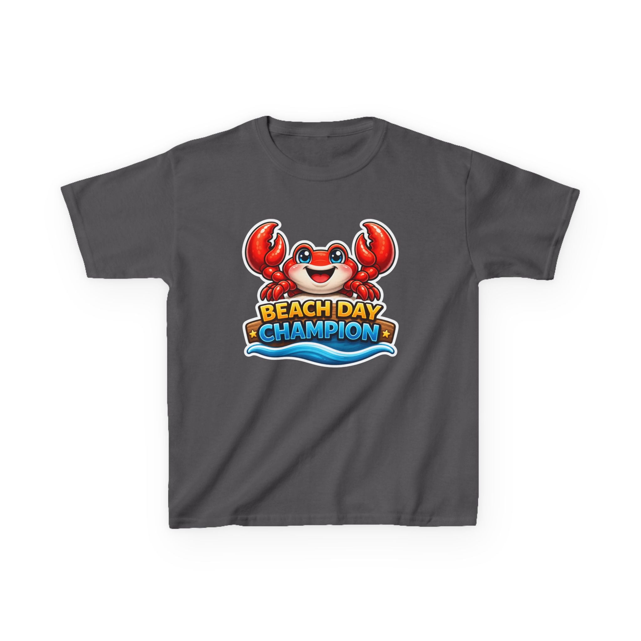 Kids Crab T-Shirt — 'Beach Day Champion' Crab Graphic Tee