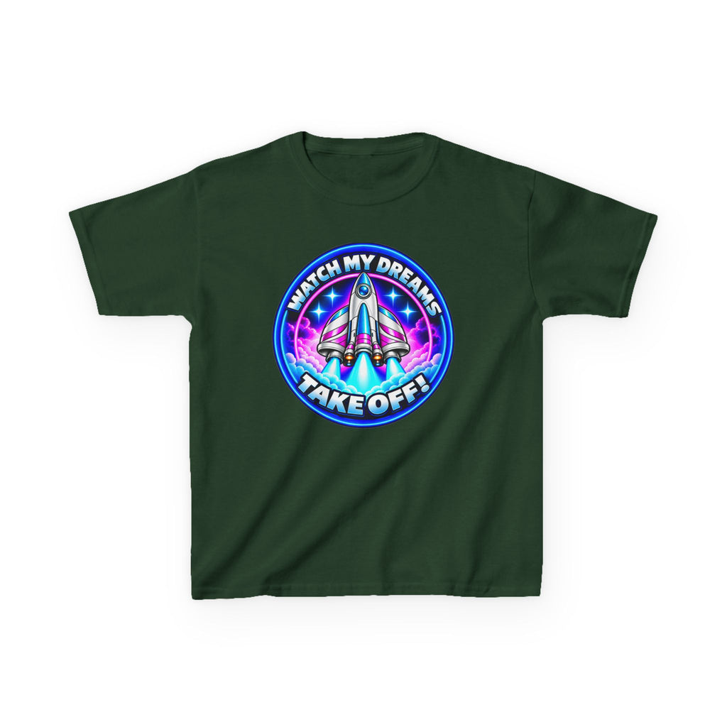 Kidxtr™ Kids Space T-Shirt — 'Watch My Dreams Take Off' Rocket Graphic Tee