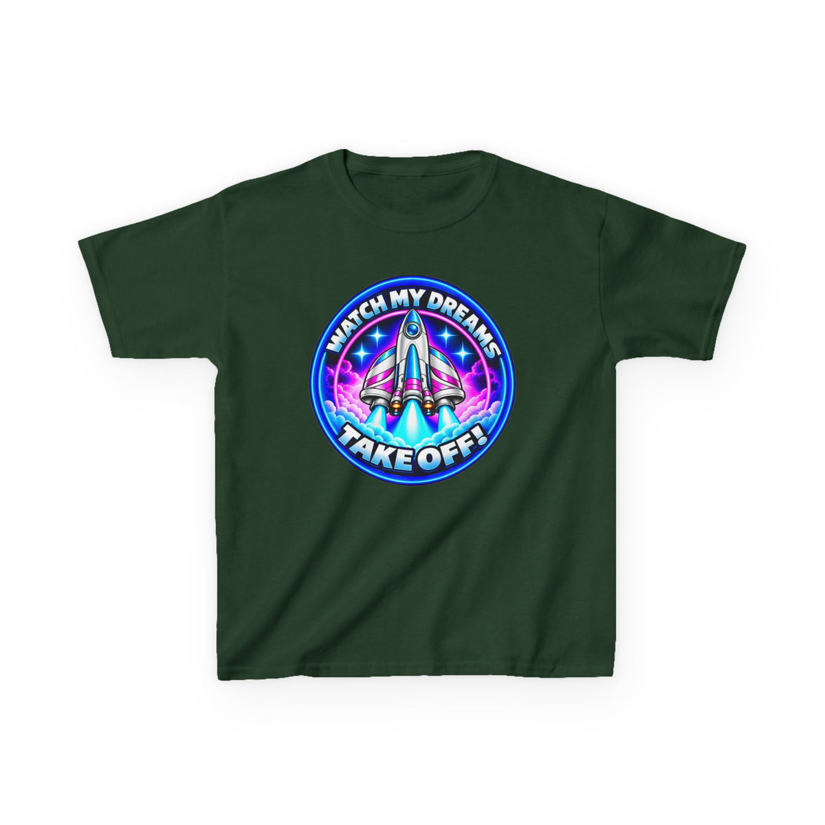 Kidxtr™ Kids Space T-Shirt — 'Watch My Dreams Take Off' Rocket Graphic Tee