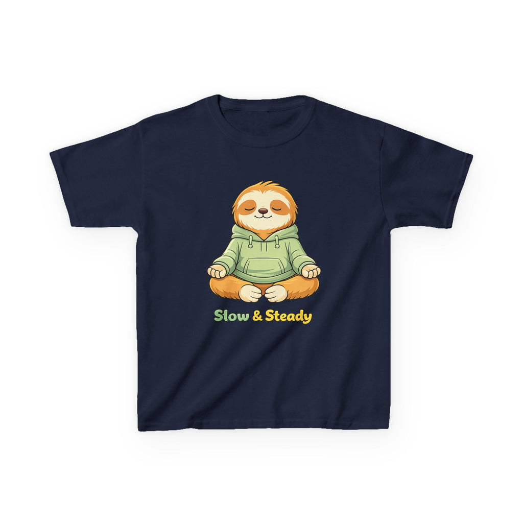 Kids Animal T-Shirt — 'Slow & Steady' Meditating Sloth Graphic Tee