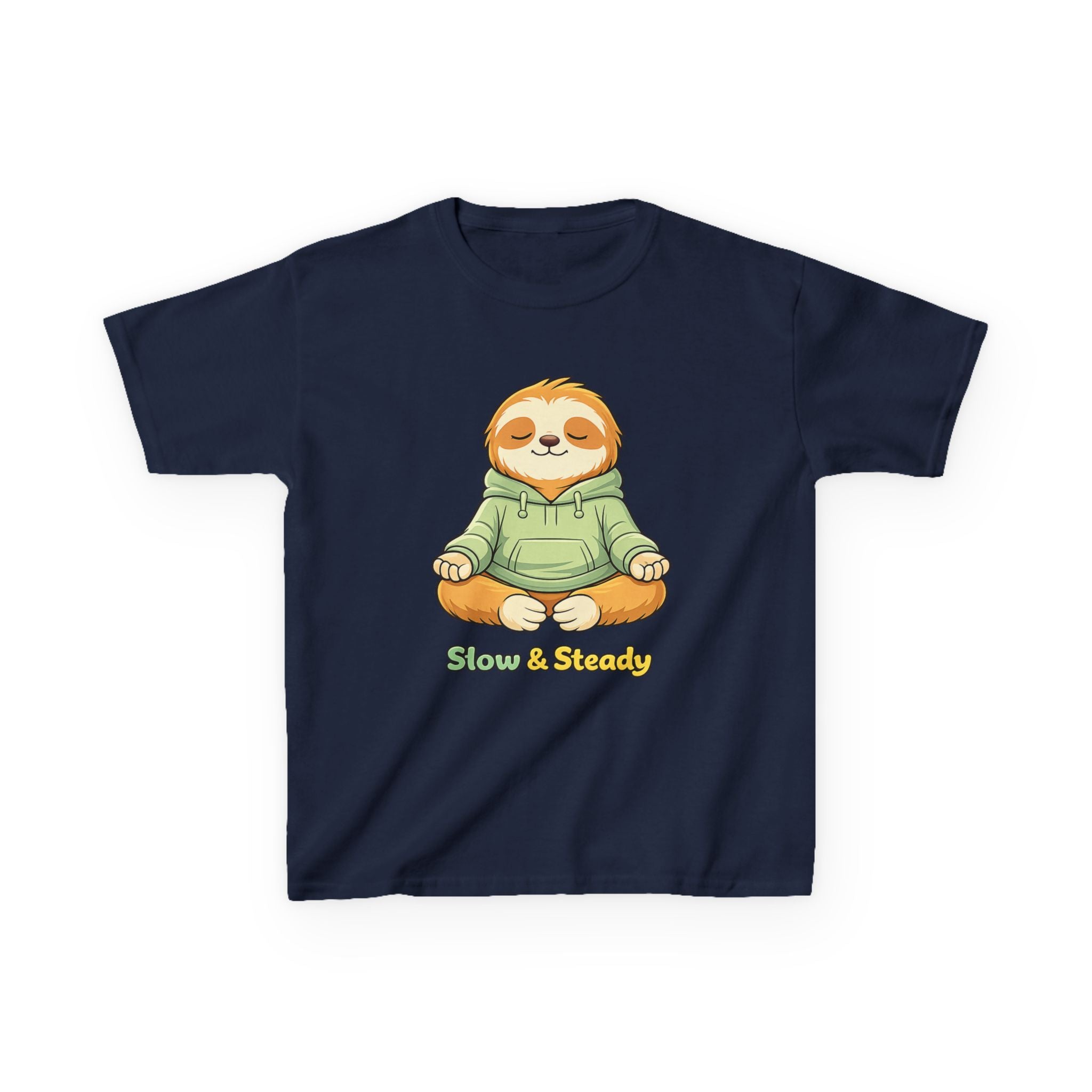 Kids Animal T-Shirt — 'Slow & Steady' Meditating Sloth Graphic Tee