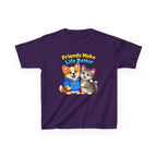 Kids Puppy & Kitten T-Shirt — 'Friends Make Life Better' Cute Friendship Graphic Tee