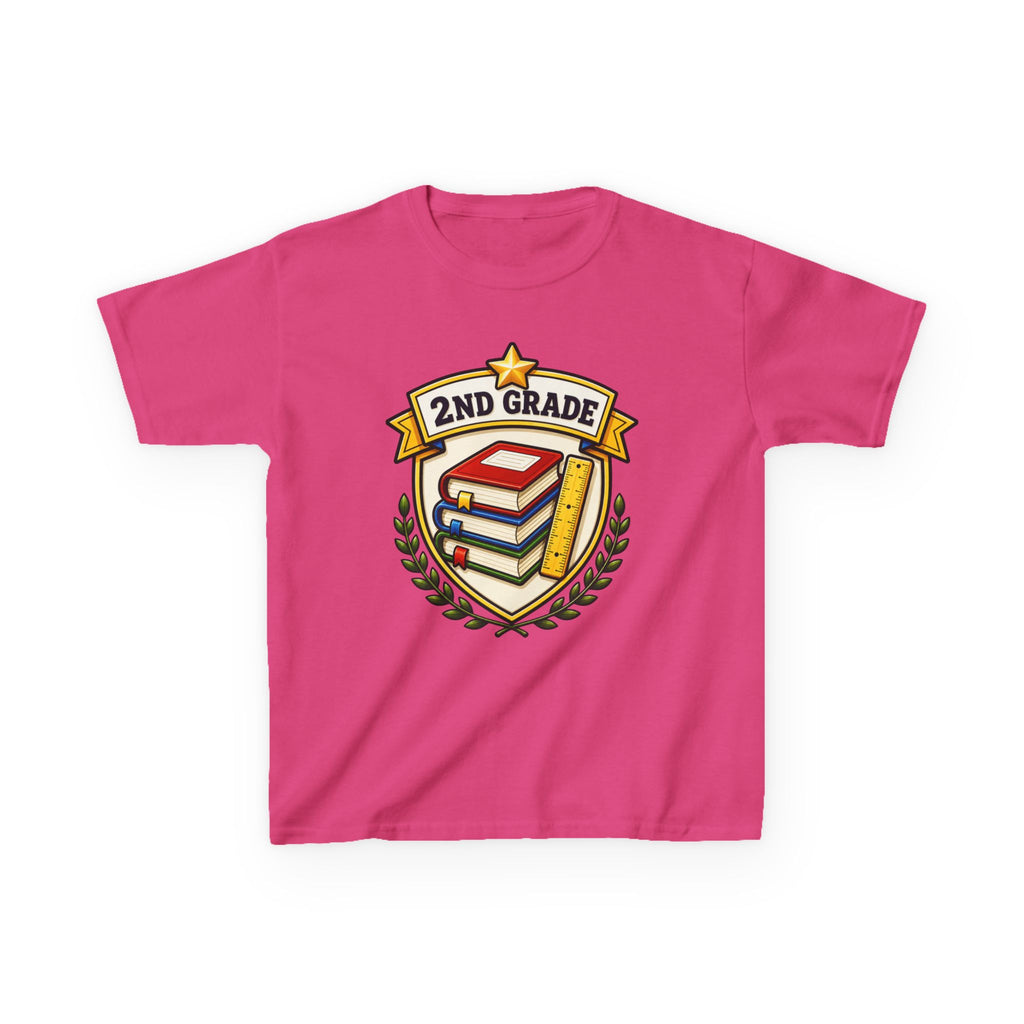 Kids 2nd Grade T-Shirt — 'Books & Ruler Badge' Back-to-School Graphic Tee