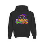 Kidxtr™ Kids Halloween Hoodie — 'Trick or Treat' Black Cat in Pumpkin Graphic Hoodie
