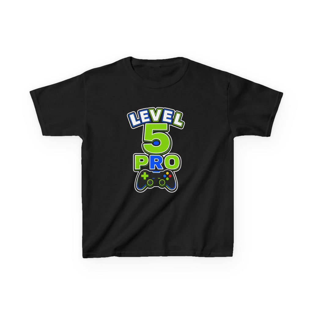 Kids Birthday Gaming T-Shirt — 'Level 5 Pro' Gamer Graphic Tee