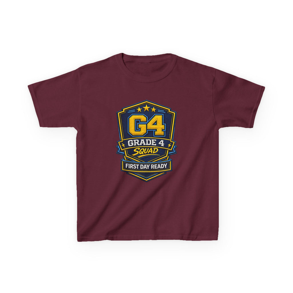 Kids Grade 4 T-Shirt — 'G4 Squad' First Day Ready Back-to-School Graphic Tee