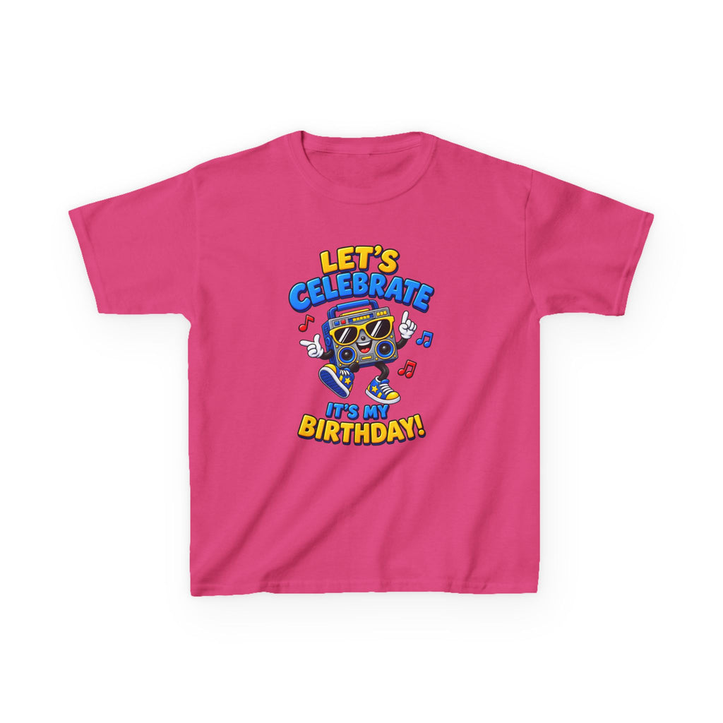 Kids Birthday T-Shirt — 'Let's Celebrate, It's My Birthday!' Fun Party  Boombox Graphic Tee