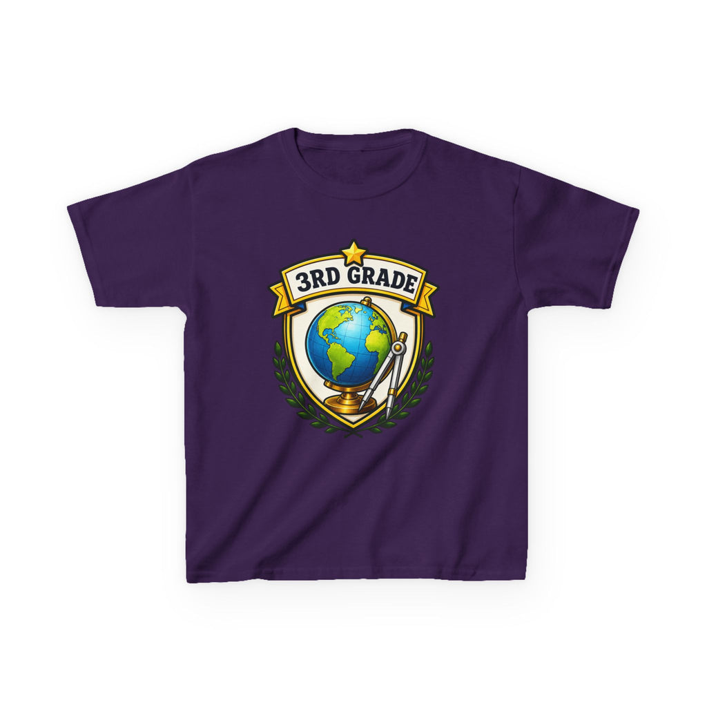 Kids 3rd Grade T-Shirt — 'Globe Badge' Back-to-School Graphic Tee