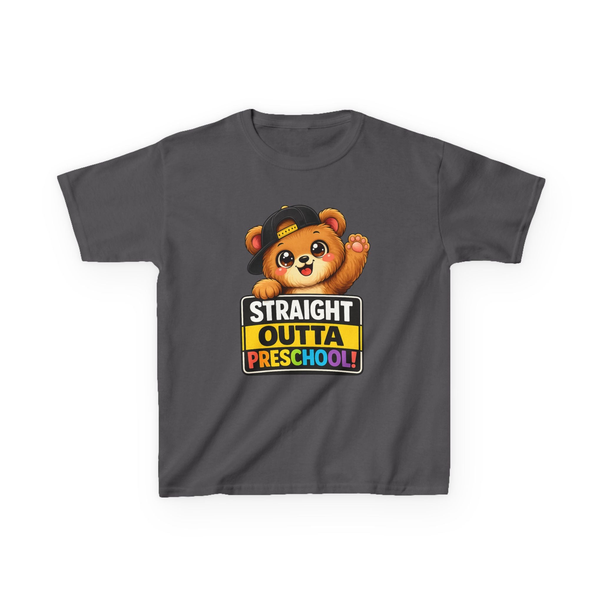 Kids Preschool T-Shirt — 'Straight Outta Preschool' Teddy Graduation Graphic Tee