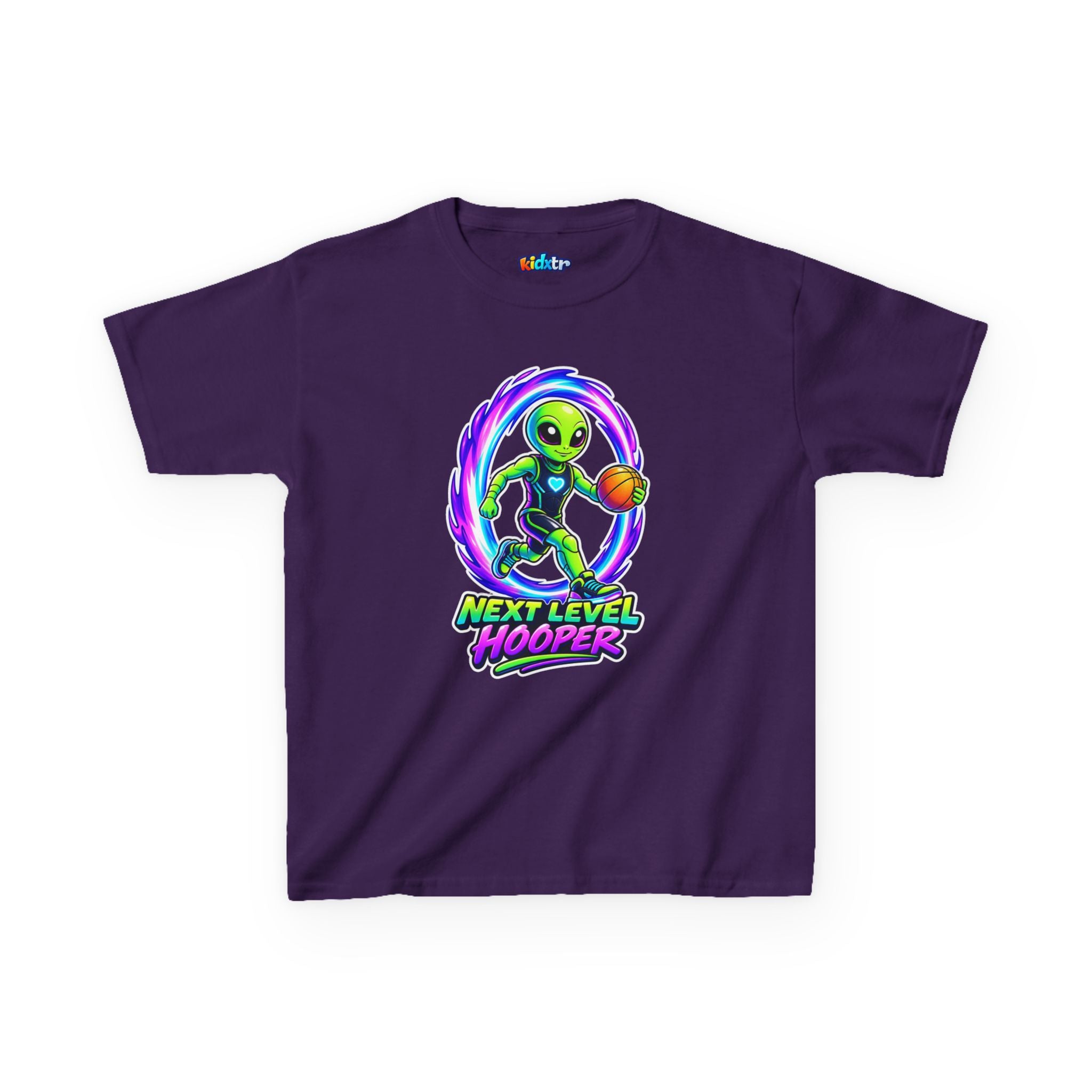 Kidxtr™ Kids Basketball T-Shirt — 'Next Level Hooper' Alien Basketball Graphic Tee