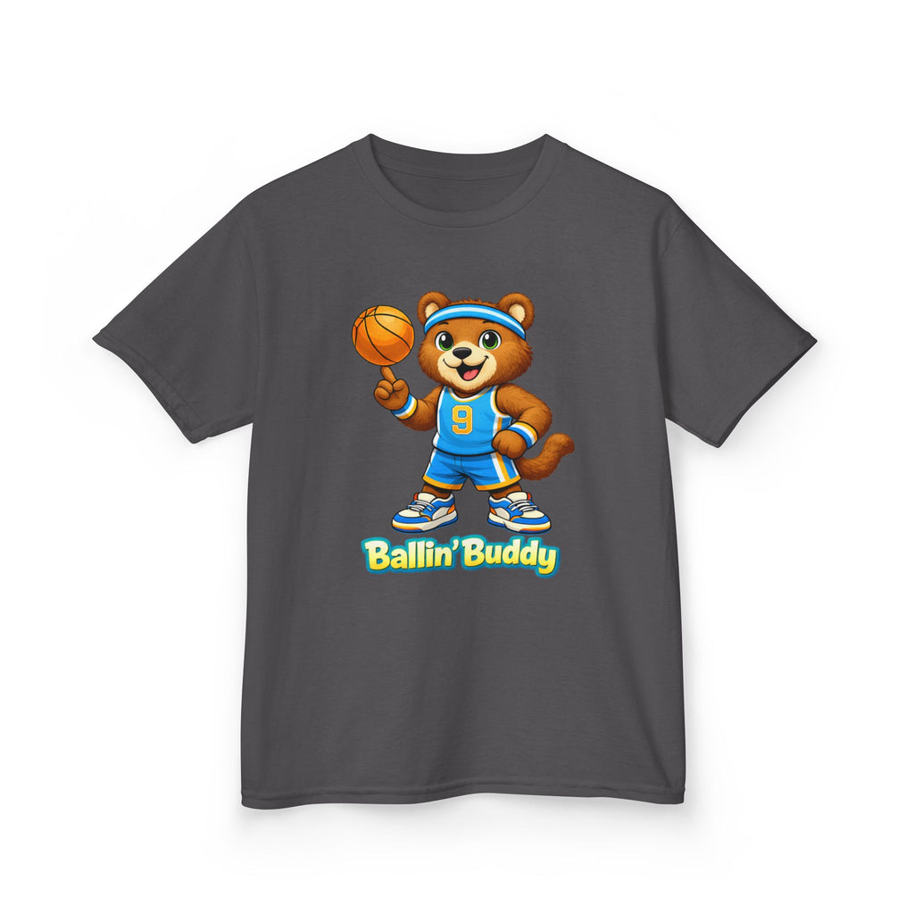Kidxtr™ Kids Basketball T-Shirt — 'Ballin' Buddy' Cute Bear Basketball Graphic Tee