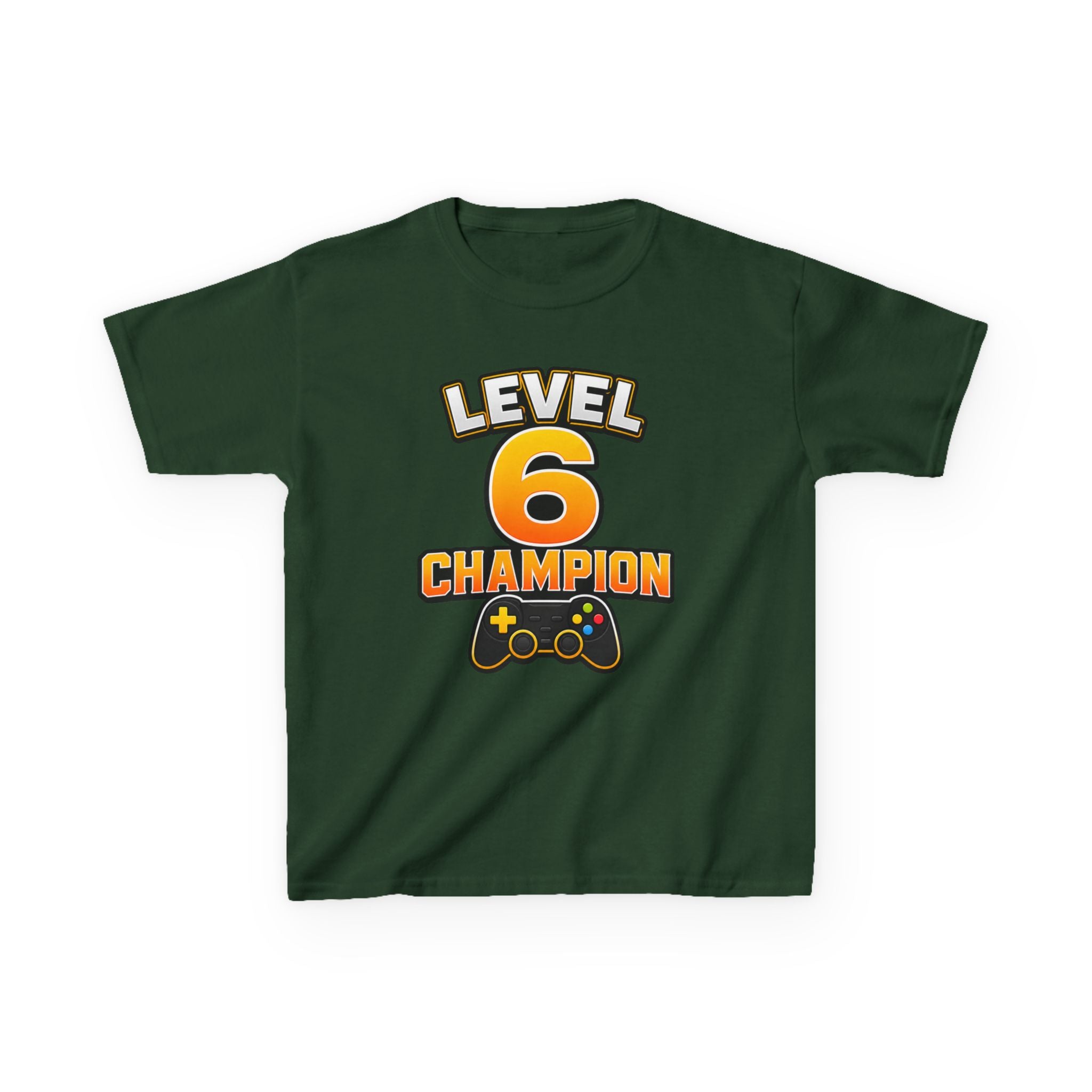 Kids Birthday Gaming T-Shirt — 'Level 6 Champion' Game Controller Graphic Tee