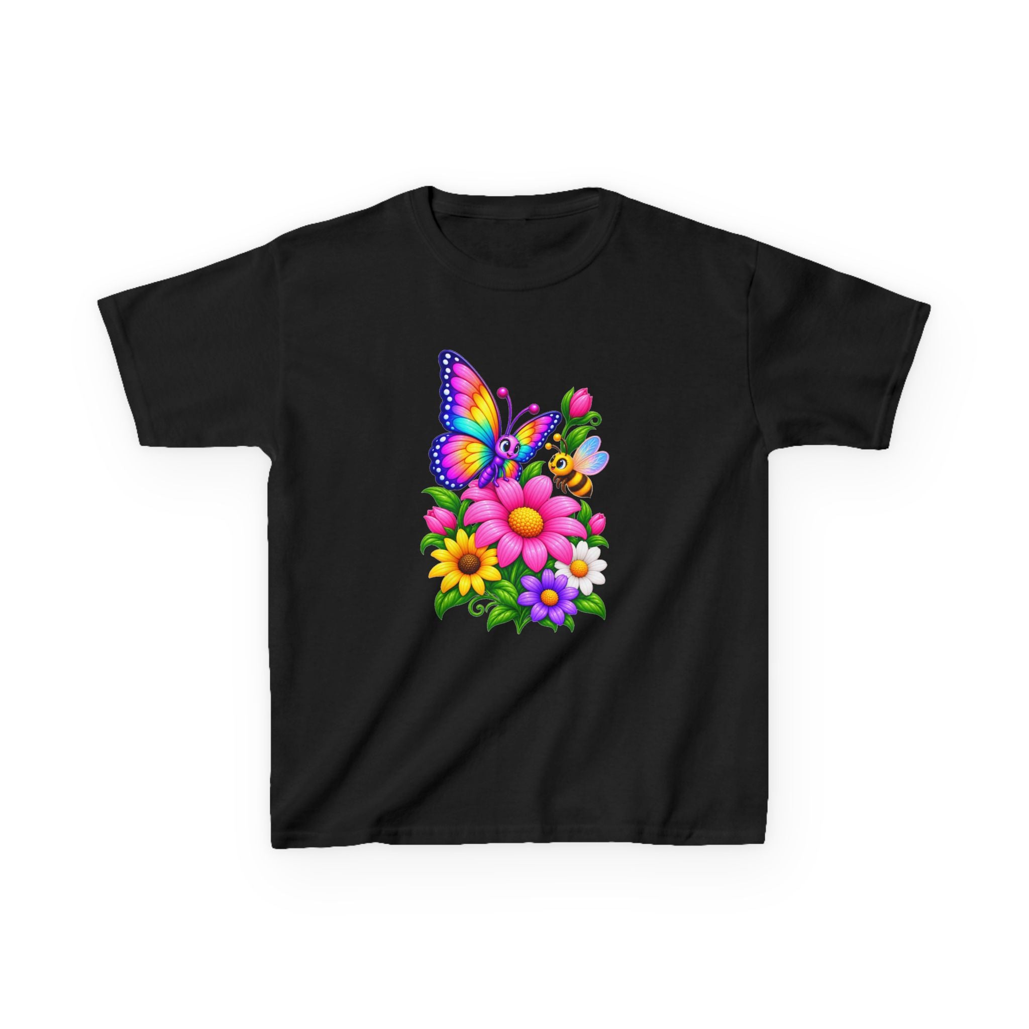 Kidxtr™ Kids Butterfly T-Shirt — 'Flutter & Bloom' Rainbow Butterfly Garden Graphic Tee
