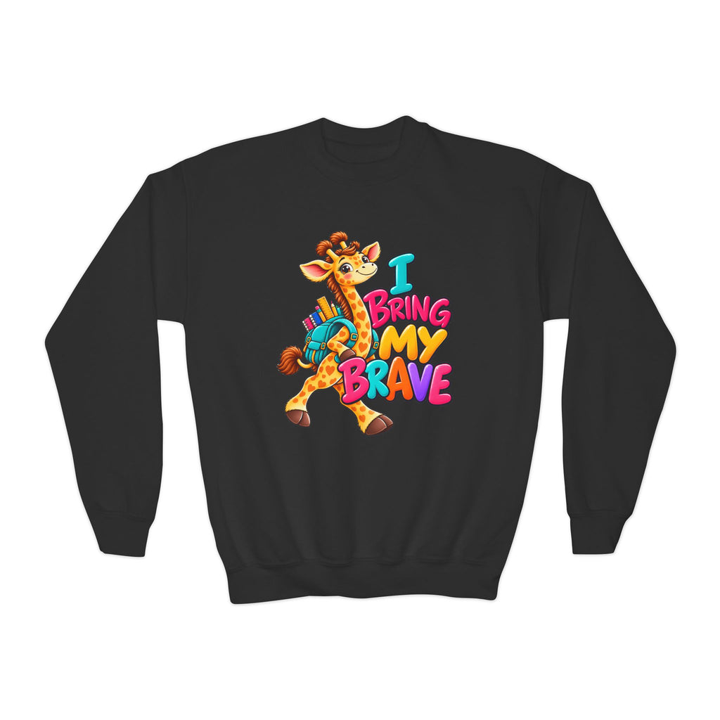 Kidxtr™ Kids Giraffe Sweatshirt — 'I Bring My Brave' Graphic Crewneck
