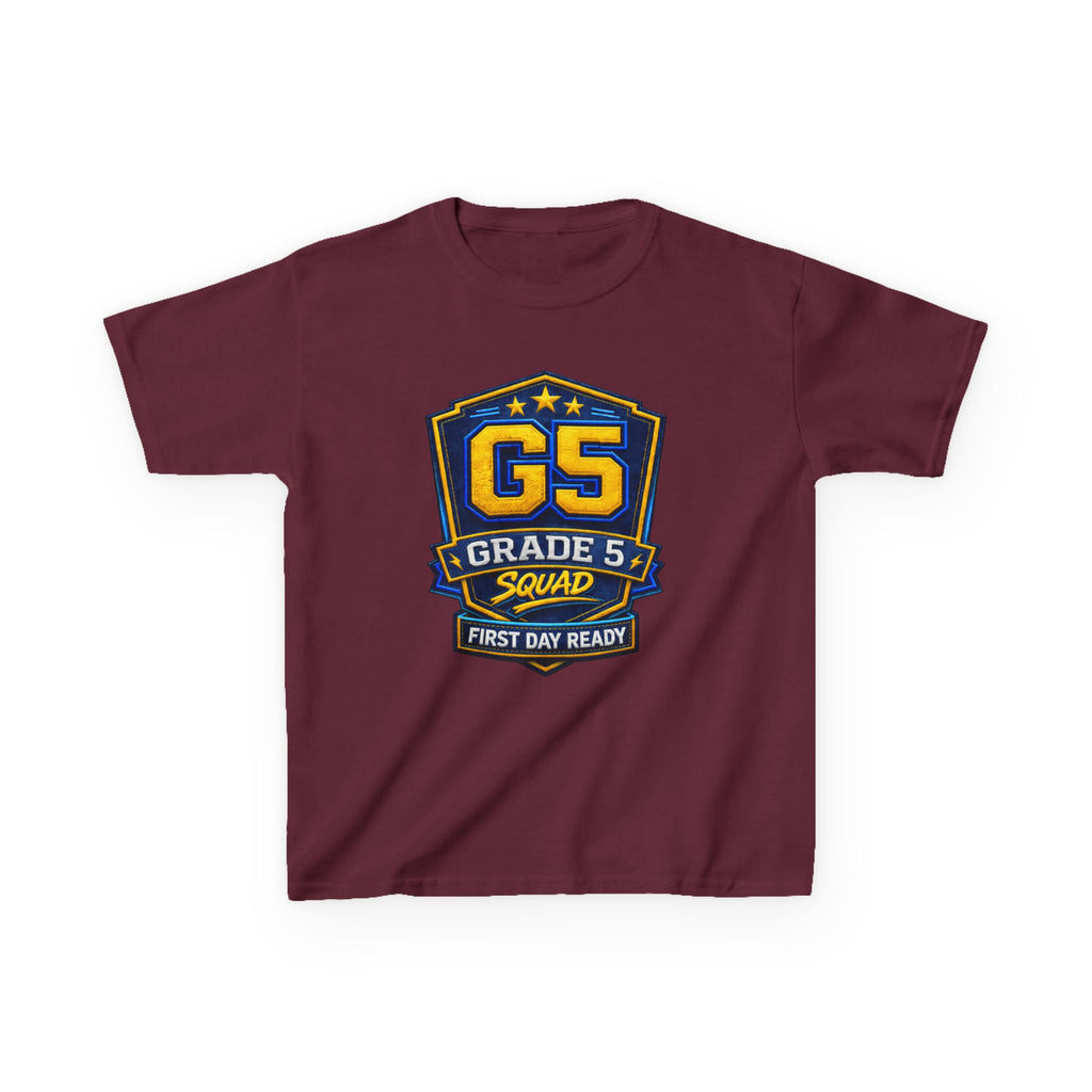 Kids Grade 5 T-Shirt — 'G5 Squad' First Day Ready Back-to-School Graphic Tee