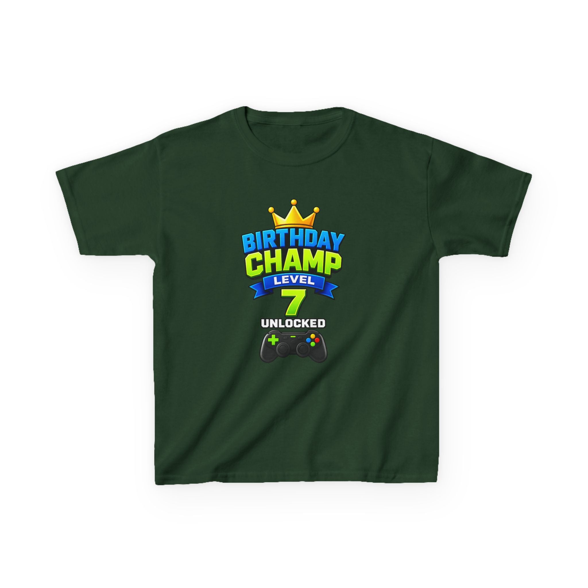 Kids Birthday T-Shirt — 'Birthday Champ' Level 7 Unlocked Gamer Graphic Tee