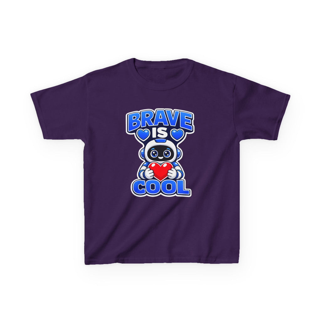 Kids Robot T-Shirt — 'Brave Is Cool' Heart Graphic Tee