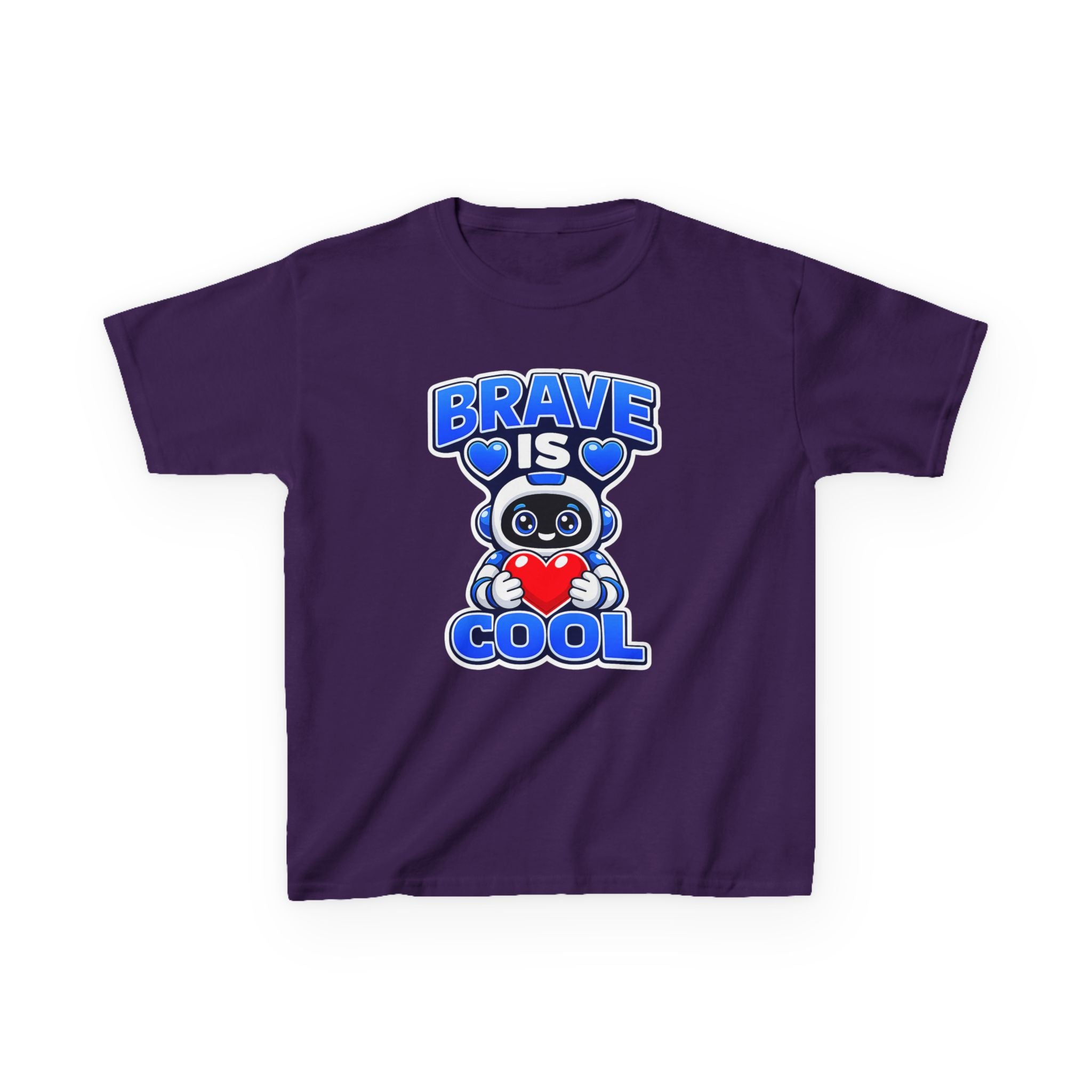 Kids Robot T-Shirt — 'Brave Is Cool' Heart Graphic Tee