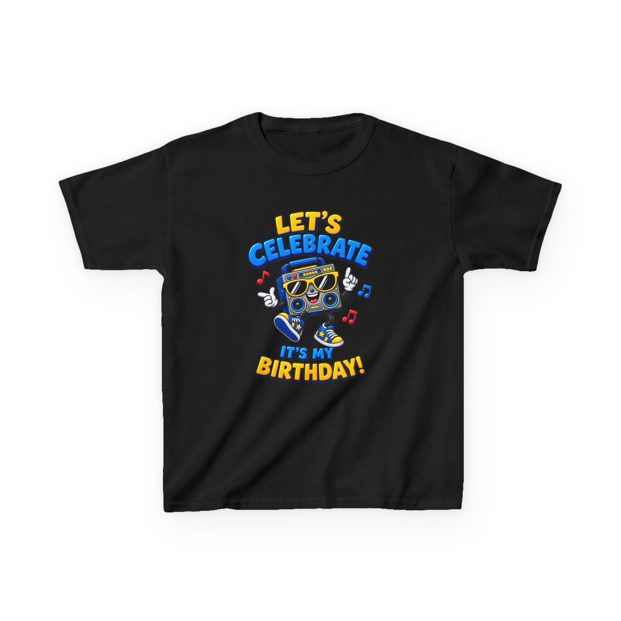 Kids Birthday T-Shirt — 'Let's Celebrate, It's My Birthday!' Fun Party  Boombox Graphic Tee